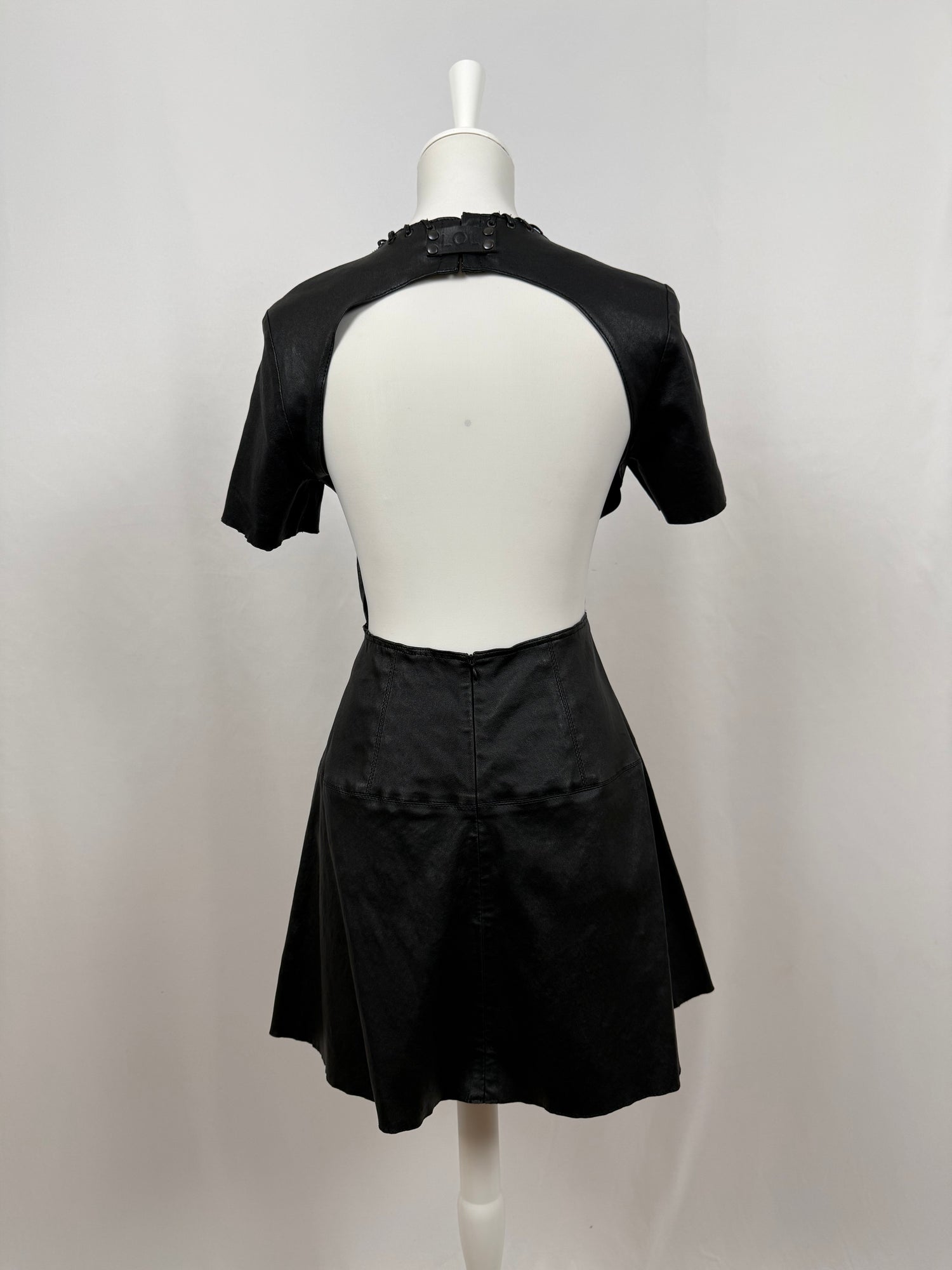Negin short black leather dress