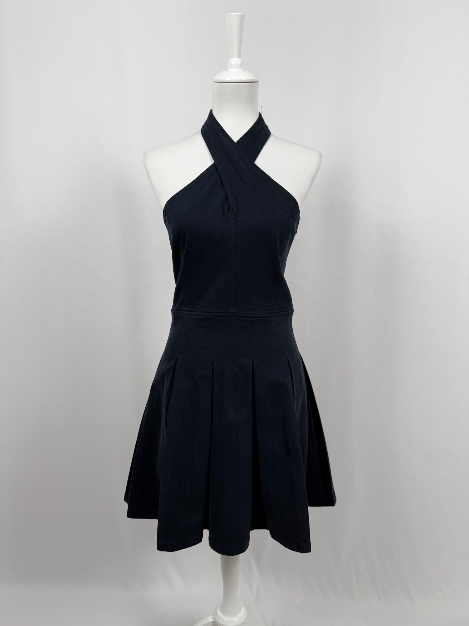 Navy blue backless mini dress