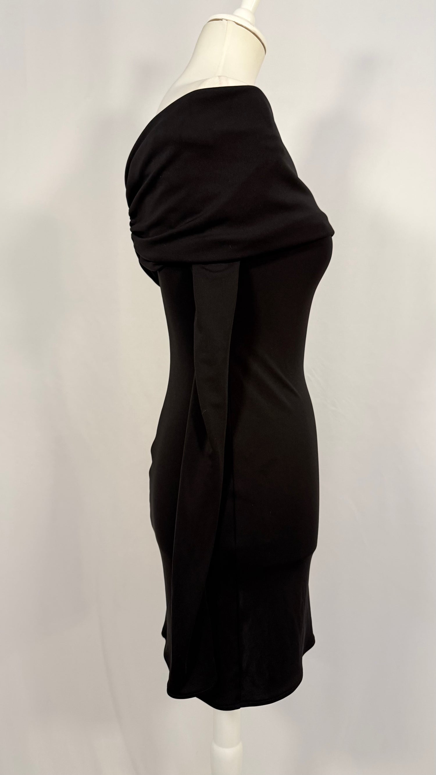 Black Matte Jersey Off-the-Shoulder Mini Dress