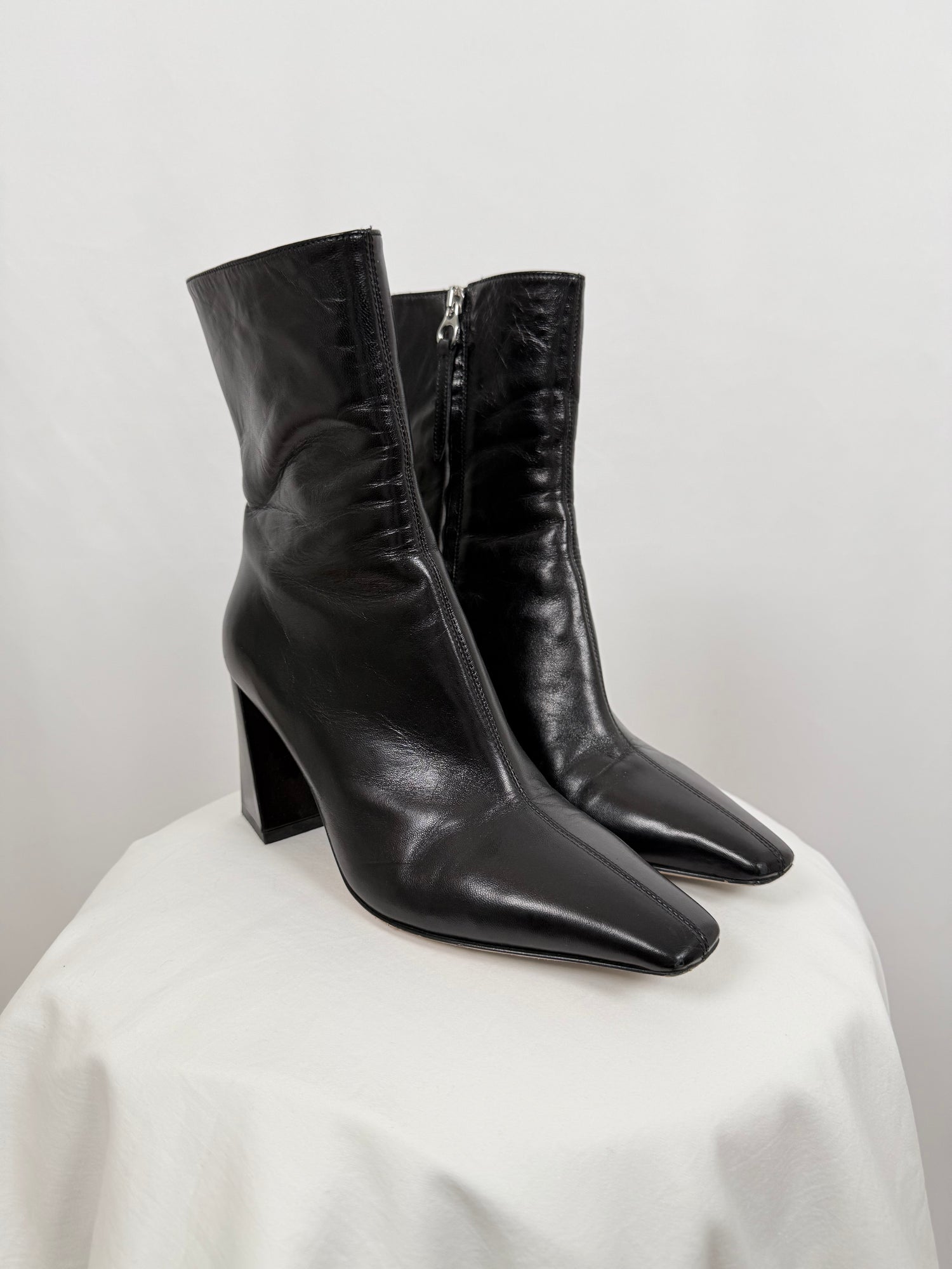 Bottines noires en cuir