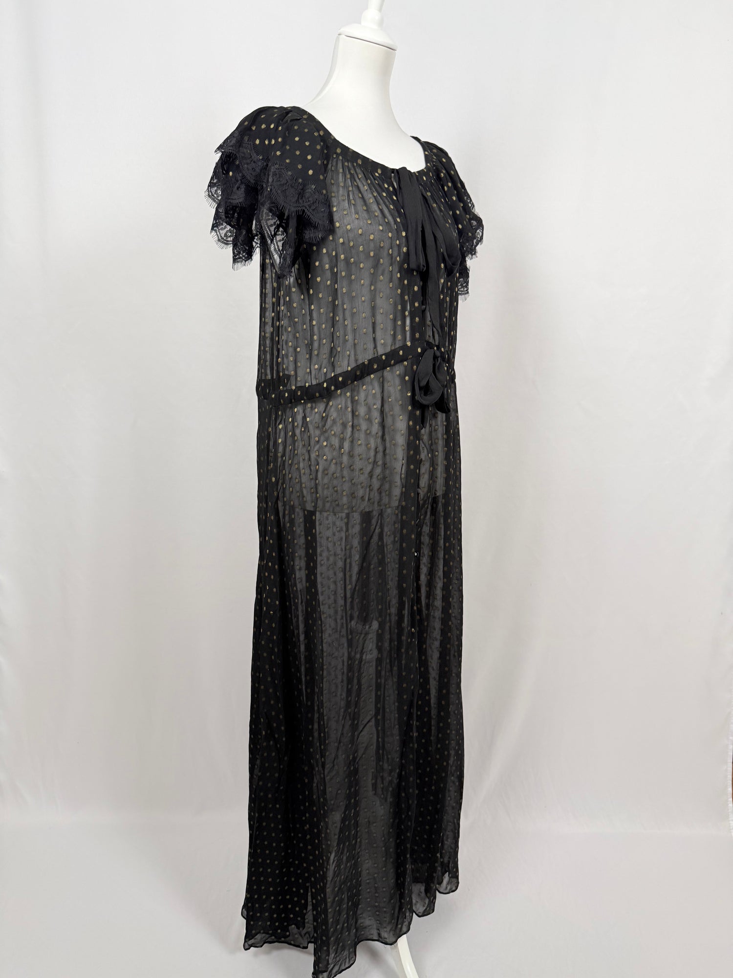 Robe transparente à pois Liz Lurex noire