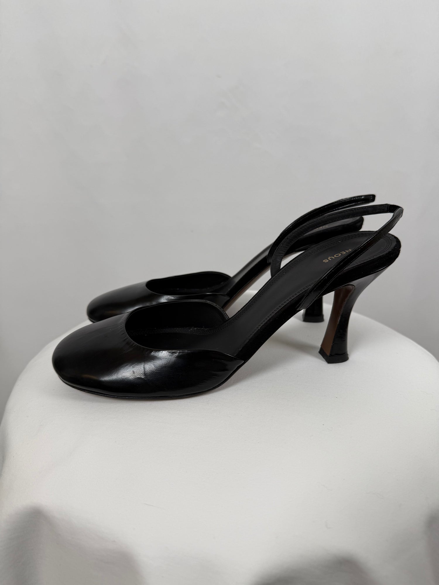Slingbacks Baten 80mm noir en cuir