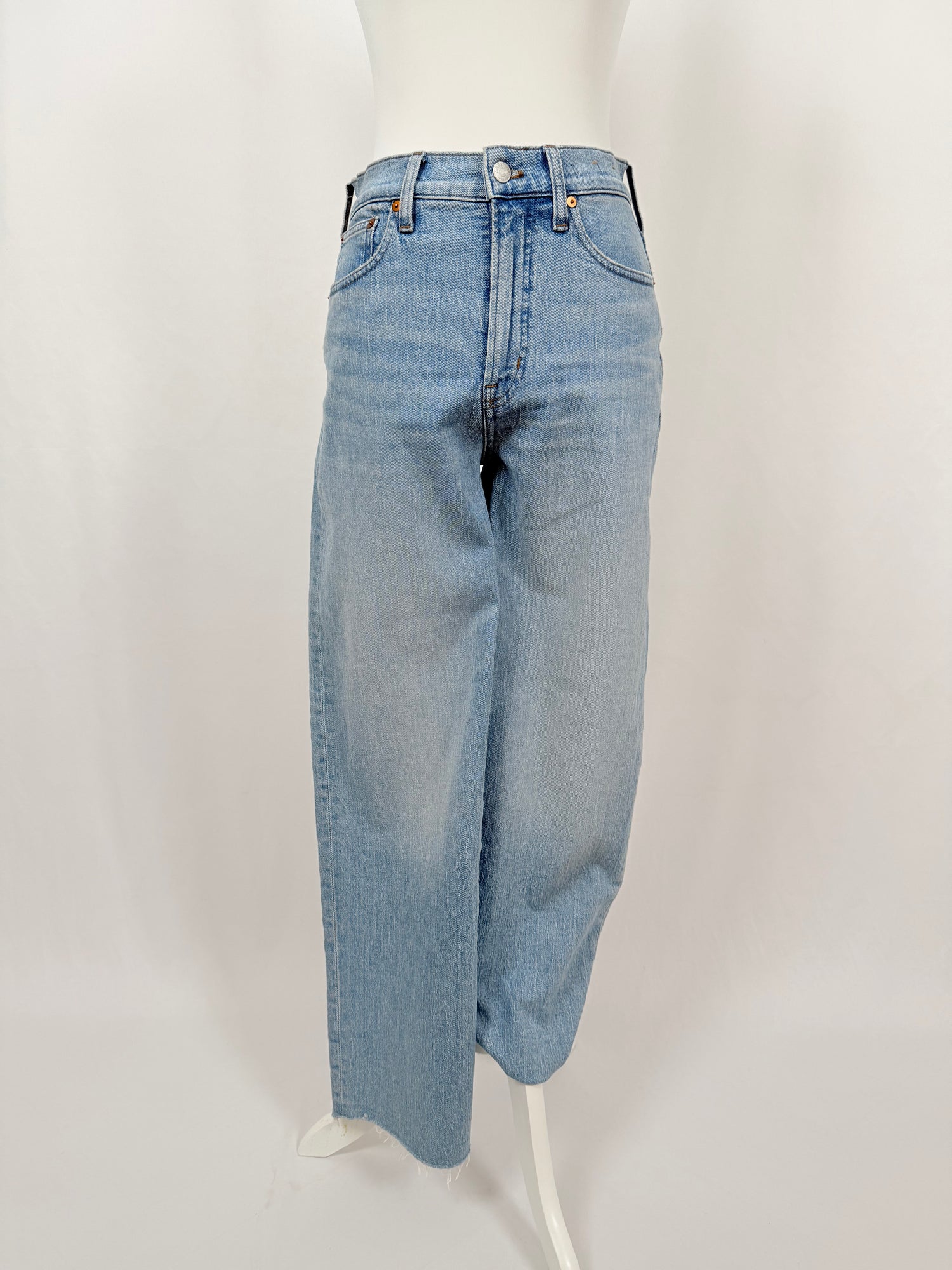 Jean droit taille haute bleu clair