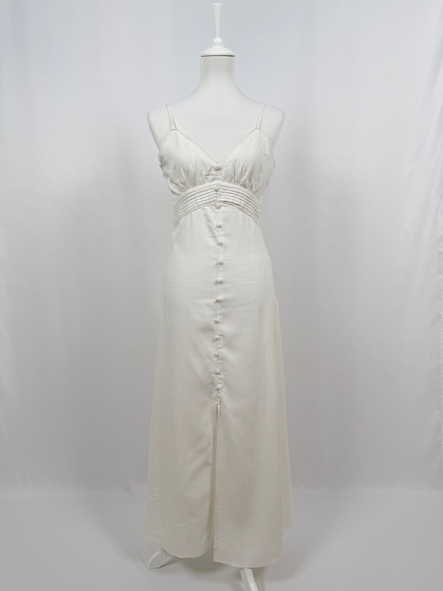 White midi dress with thin straps