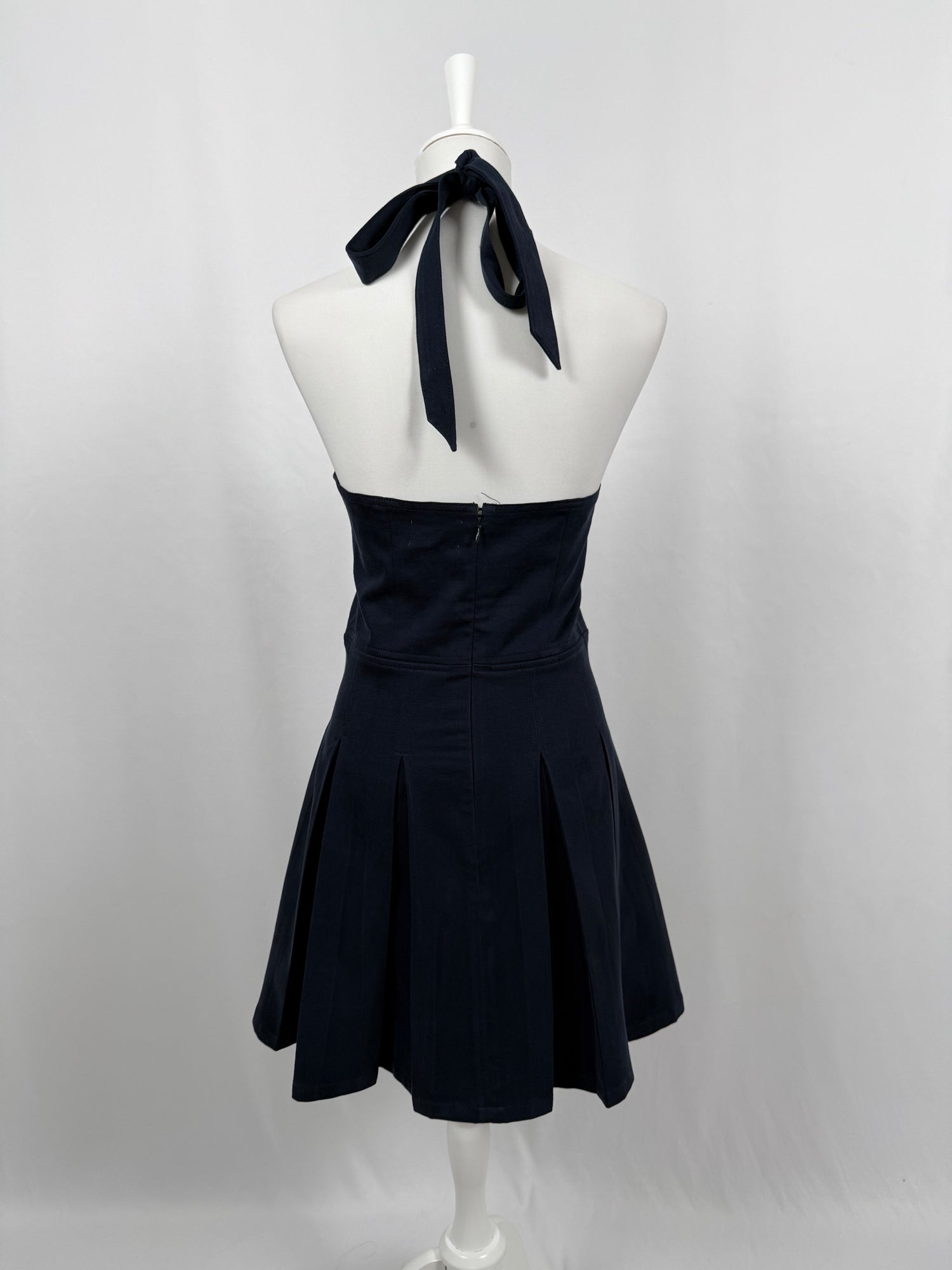 Navy blue backless mini dress