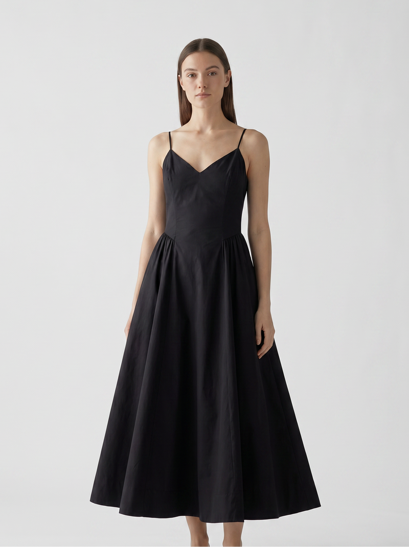 Robe midi Poplin noire