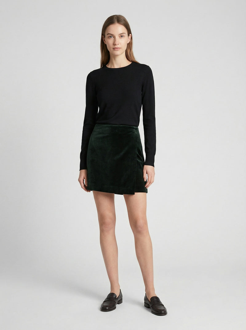 Mini-jupe Mini Wrap en velours verte foncé