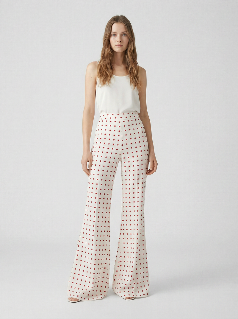 Pantalon Paloma blanc à pois