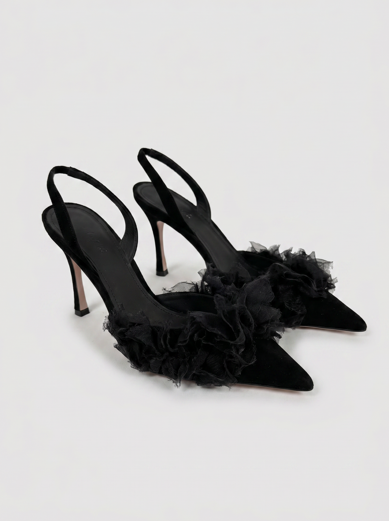 Escarpins à froufrou noirs
