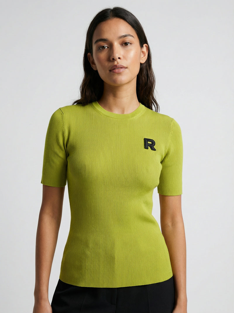 T-shirt côtelé vert