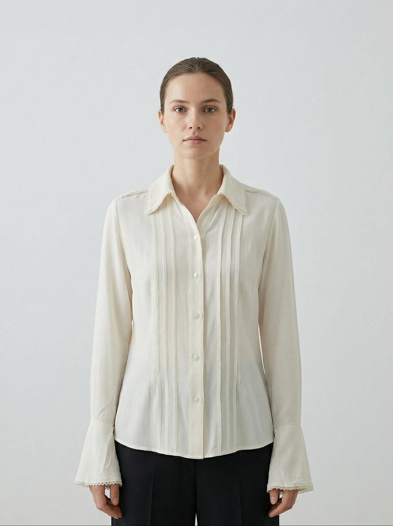 Top Melrose crème à détails plissés