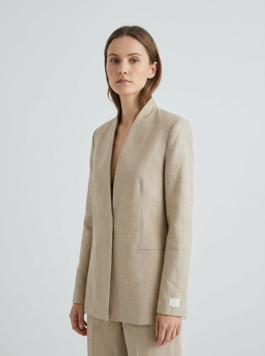 Blazer beige col châle