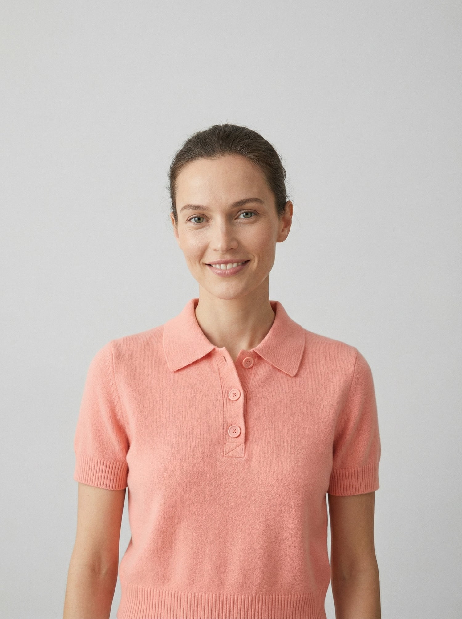 Pink cashmere polo shirt