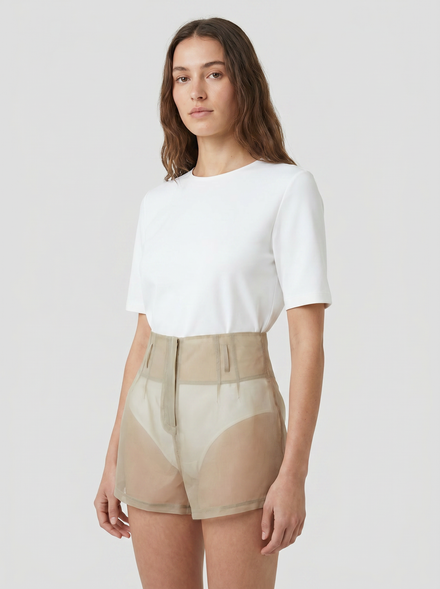 Short Lisa kaki transparent