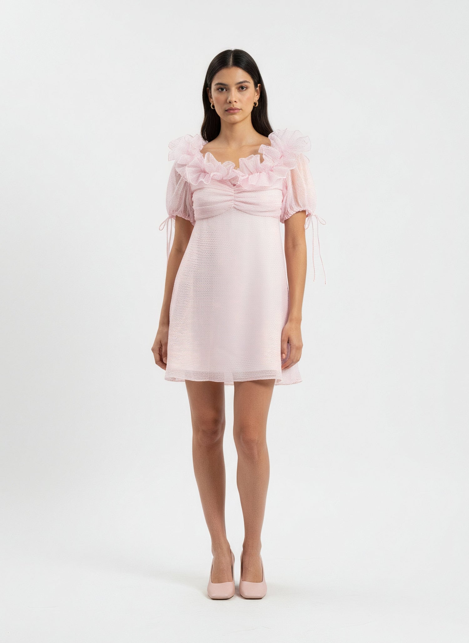 Pink ruffled mini dress