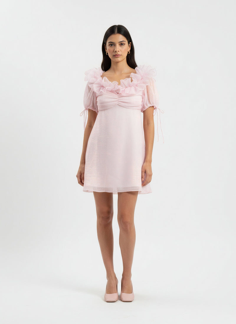 Pink ruffled mini dress