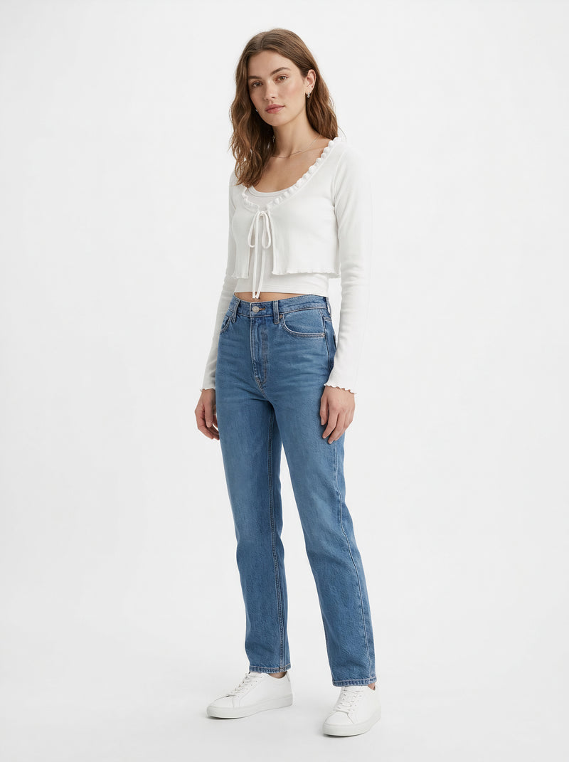 Gilet court blanc à nouer