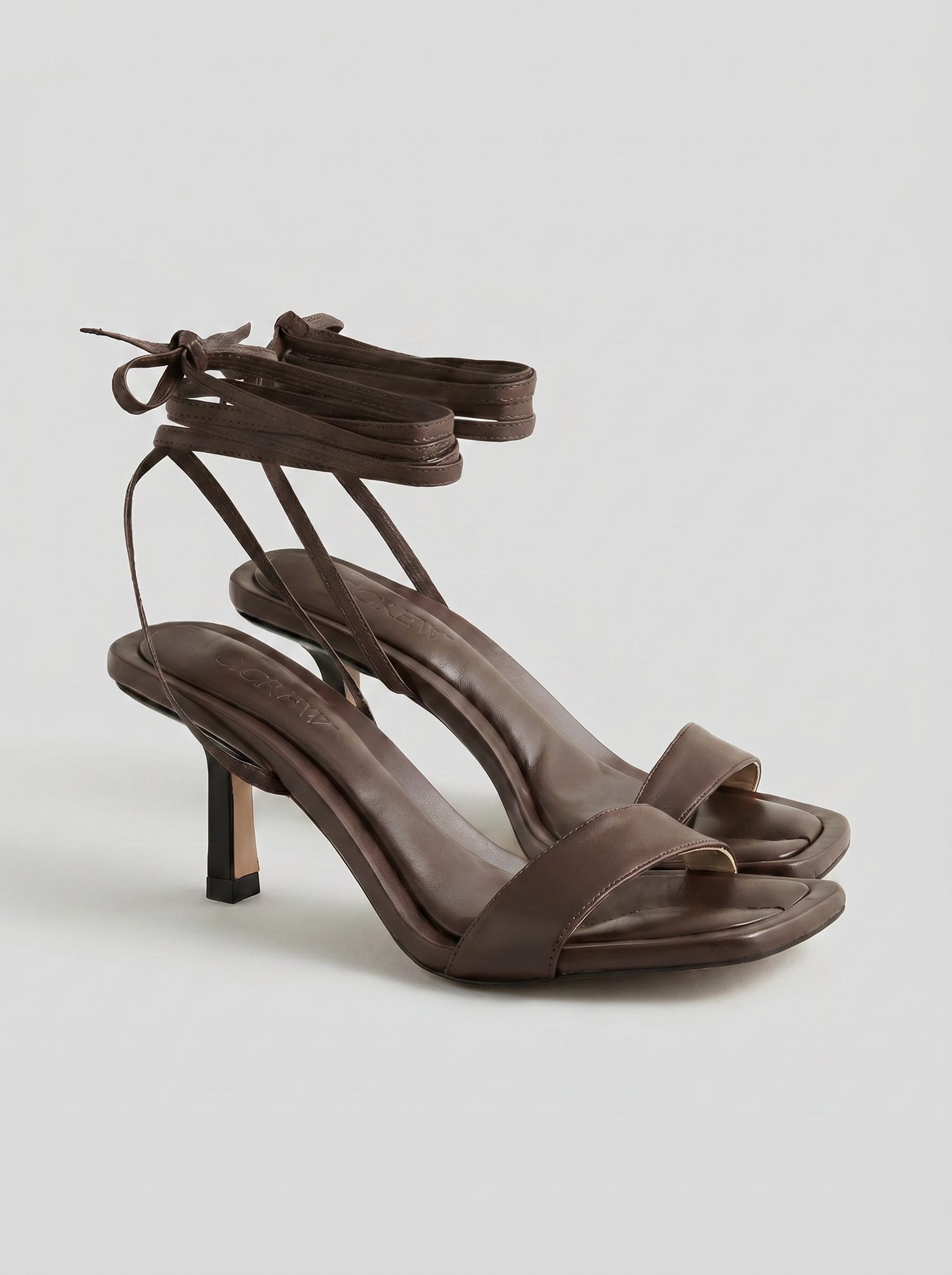 Sandales marron à lacets en cuir Leni