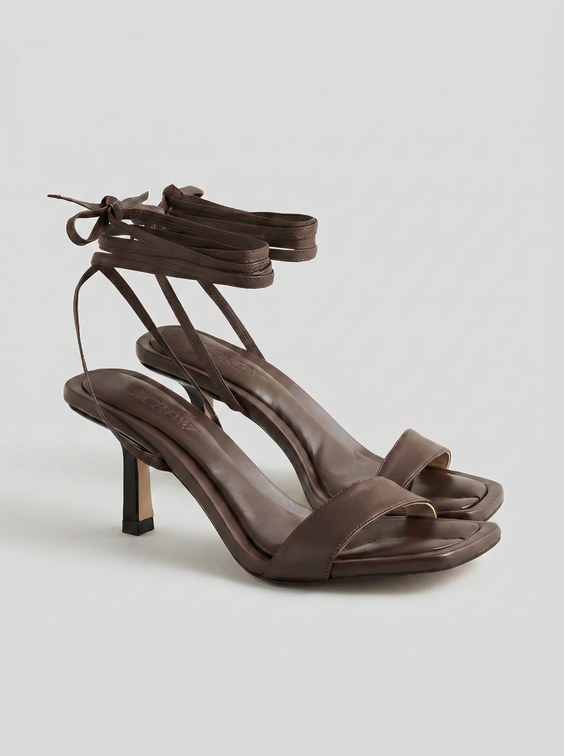 Sandales marron à lacets en cuir Leni