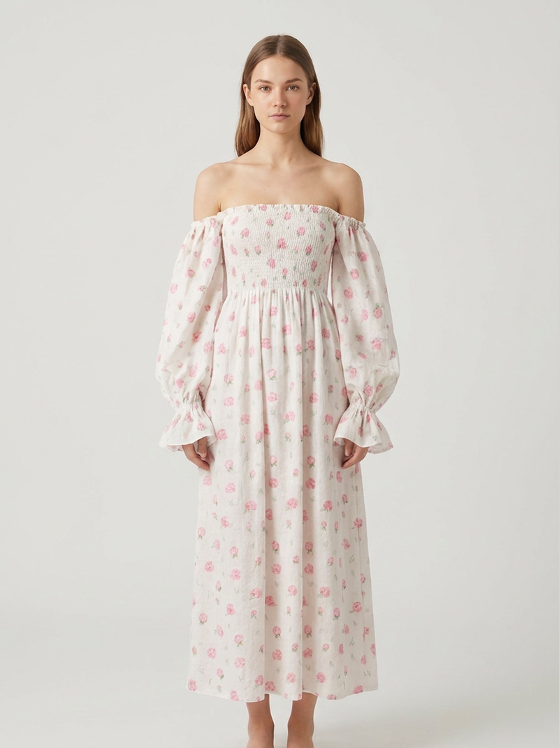 Robe Atlanta en lin à fleurs