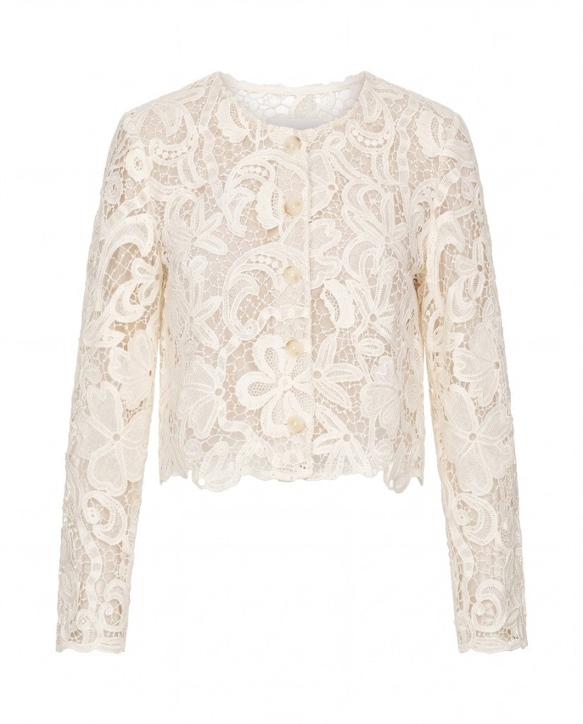Veste casual écru en dentelle